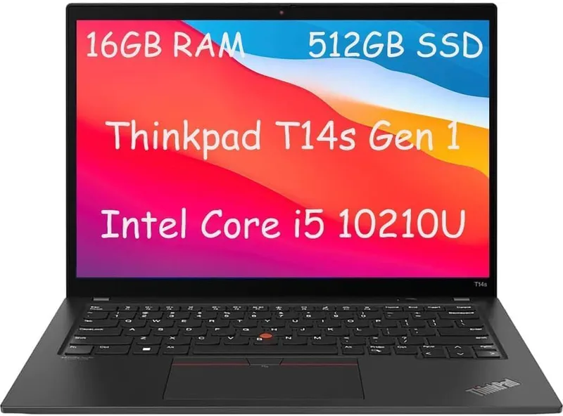Lenovo Thinkpad T14s (Gen 1) Business bärbar dator, 14 tum FHD (1920 x 1080), Intel Core i5-10210U 1.7 Ghz, 16 GB DDR4,