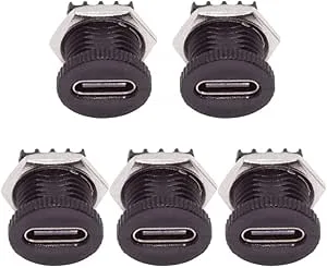 CY 5 st/set DIY OEM typ C 6-stifts kvinnlig kontakt PCBA pinout skruvmutter monteringstyp DC 5V/20 V PD Power
