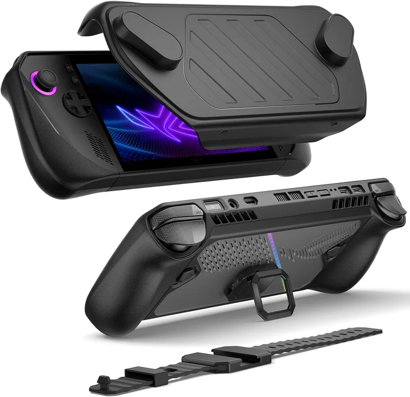 JSAUX ModCase kompatibel med ROG Ally X med avtagbart frontskal, skyddsfodral, metallfäste och rem för PowerBank-tillbehör kompatibel med ASUS ROG Ally X-tillbehör Basic Set-PC0111 (svart), Basic