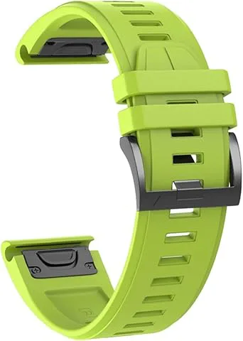 Mjukt silikonband som är kompatibelt med Fenix 7 7X 6 6X/5X Plus 3HR Handledsrem med snabbkoppling som är kompatibelt med EPIX Forerunner 945 klockarmband(Green,For Fenix 7)