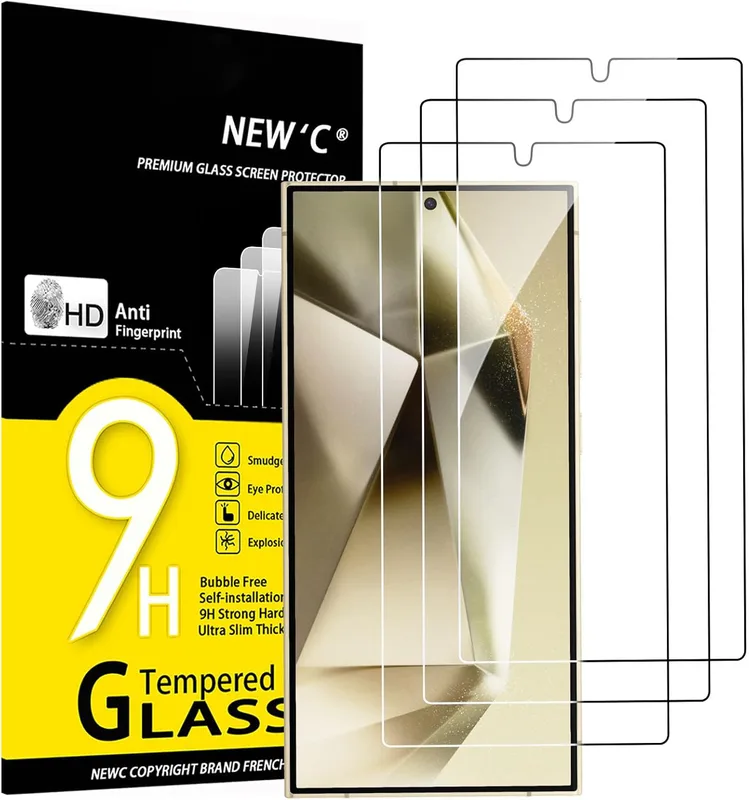 NEW'C 3 Pack, skärmskydd i glas för Samsung Galaxy S25 Ultra