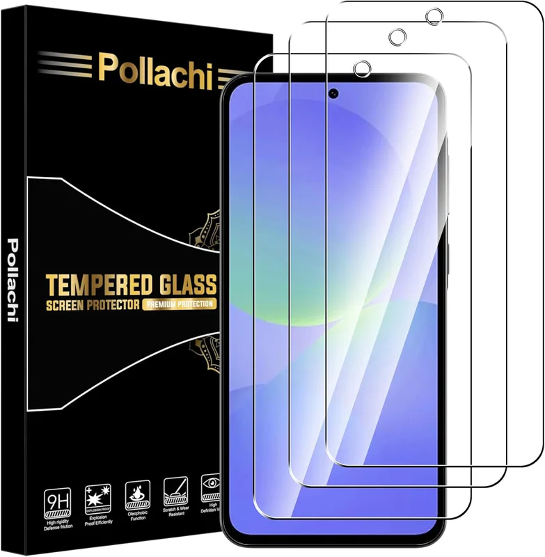 Pollachi för Samsung Galaxy A36 5G skärmskydd [3-pack] härdat glasfilm för Samsung Galaxy A36 5G, skyddsfilm 9H hårdhet, okrossbar, anti-fingeravtryck, inga bubblor