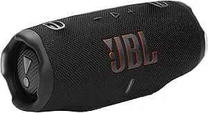 JBL Charge 6 – bärbar vattentät och droppsäker Bluetooth-högtalare, djärvt Pro-ljud med AI-ljudökning, 28 timmars speltid, inbyggd powerbank och levereras med en robust/avtagbar bärrem (svart)