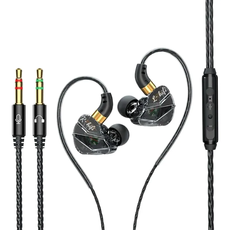 Generic in-ear-hörlurar med 3,5 mm kabel och Y-delningsadapter