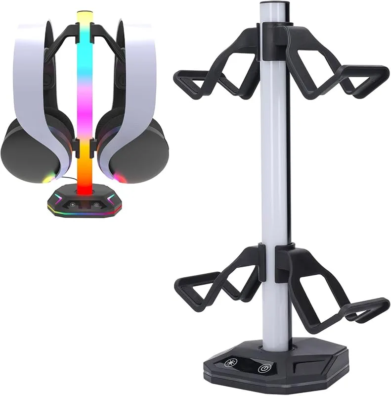 Bewinner headsetställ med RGB-belysning och USB-portar