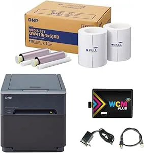 DNP QW410 4,5 tum färgsublimeringsskrivare med WCM Plus Wi-Fi-modul och 4 x 6 tum skrivarmediakit