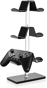 Controller Holder, Game Stand, Acrylic Holder, Tillbehör, Desktop Organizer, Akryl Spelkontroll Hållare Hörlursställ 3 nivåer, Roterande Earphone Hängare för Skrivbordsspelrum