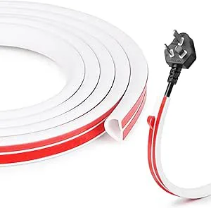 DBREAKS Kabelkanal vit självhäftande, 2 m flexibel golv kabelskydd halvcirkelformat PVC kabelskydd kabelfack mini för att dölja 1 kabel, kabellist för vägg, 15 mm x 11 mm