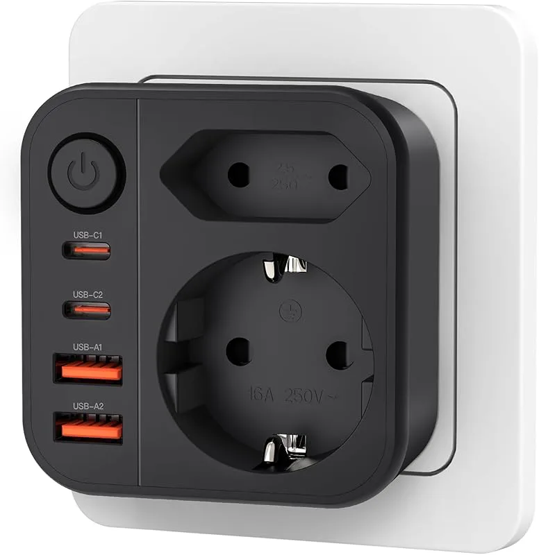 Hink USB-uttag, 7-i-1, vägguttag med flera uttag
