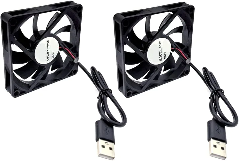 JZK 2 st 80 x 80 x 15 mm DC 5 V USB borstlös minifläkt