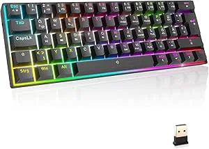 EMPIRE GAMING – nytt 2025 – K246 trådlöst speltangentbord kompakt TKL 65% WiFi trådlöst typ-C – mekaniska MX-röda brytare (DE-QWERTZ) – för PC/PS4/PS5/Xbox – RGB 22 effekter – 62 knappar