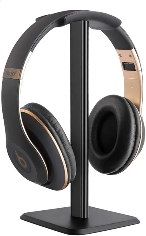 Hållare för hörlurar Hörlursställ Universal Headset-hållare Gaming Headset-hållare med aluminiumstödstång Flexibelt nackstöd Anti-halk hörlursställ Hörlursfäste(Svart)