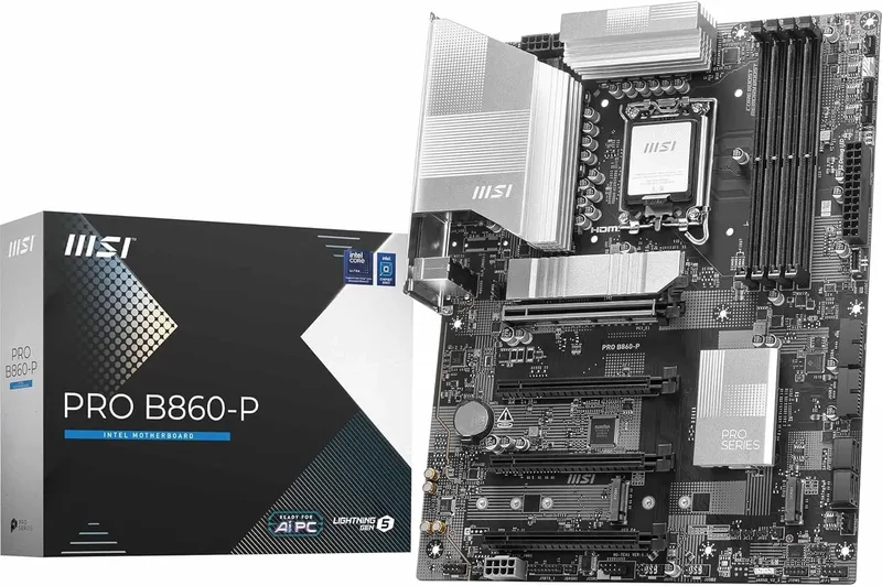 MSI PRO B860-P moderkort, ATX – stöder Intel Core Ultra processorer (Series 2), LGA 1851-12 DRPS, DDR5 Memory Boost (860