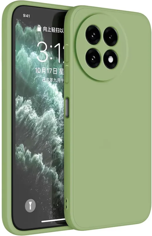 HAFFAN TPU silikonfodral kompatibelt med OnePlus 13R 5G (6 tum), fodral hölster ärm – matcha grön