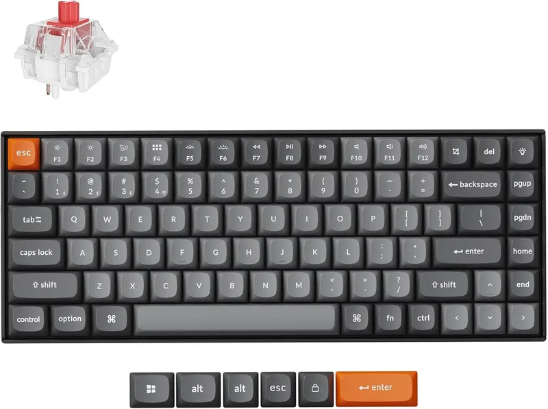 Keychron K2 MAX Trådlöst mekaniskt tangentbord, 2,4 GHz/Bluetooth/USB-C, vit LED, QMK/VIA, Programmerbara makron, PBT Ke