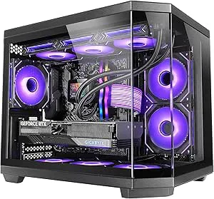 Mars Gaming MC-3TCOREM, Custom Micro-ATX Gaming Chassi, Trippel Härdat Glas Fönster, Dual Side Chamber Design, 360mm Vätskekylning Support, Kabelhantering, PC Mini Tower, USB-C, Svart