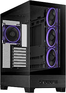 ASUS A31 Plus TG ARGB chassi PC ATX (kompatibel med moderkort med dold kontakt, 360 mm radiatorer och 380 mm grafik, 4 ARGB-fläktar, härdat glas, kabelhantering), svart