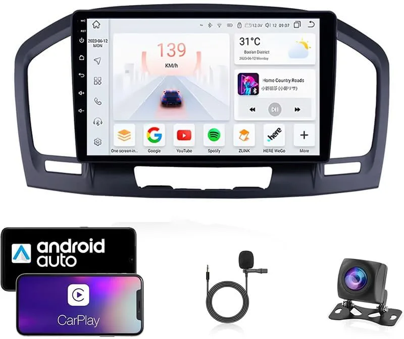 9 tums bilradio kompatibel för Buick Regal 2009-2013 med GPS-navigering CarPlay Android Car Eight-Core 4G Bluetooth WiFi MirrorLink Rattfjärrkontroll(T2 4 Core Wifi 2G+32G)