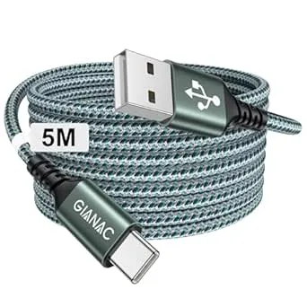 GIANAC USB C-kabel lång [5M] USB C-kabel