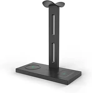 Headsethållare Hörlursställ 3-i-1 hörlurshållare Universal hörlursställ med USB Type-C-port Stöd för trådlös laddning Headsetställ Hörlurshållare
