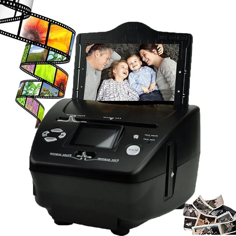 Digital Film Slide Scanner, Högupplöst Slide Negative Scanner med 2,4" LCD-skärm och 8,1 megapixel sensor, inbyggt 128 Mb minne, for 3 * 5/4 * 6/5 * 7 foton, diabilder och negativ