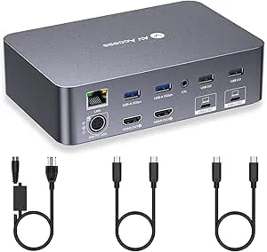 AV Access Docking Station KVM-switch 2 bildskärmar 2 bärbara datorer, 4K KVM dubbel skärm, 2 USB-C MST-portar, 60 W PD för varje PC, 1G Ethernet, EDID-emulering, 2K@144Hz, 1080P@240Hz, perfekt för