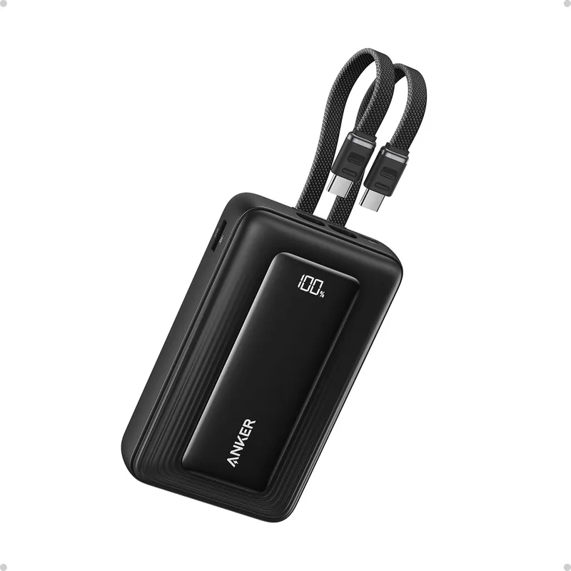 Anker Powerbank 20000mAh 30W Max. Portable fast charger with integrated USB-C and MFi certified Lightning cable, 1 USB-C, 1USB-A, Battery pack for iPhone 16/15, MacBook, Galaxy etc.