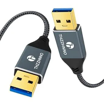 Thzzhnno USB to USB Cable 2M, 5Gbps USB 3.0 A to 1 Male Cable USB 3.0 Cable Compatible With Camera, DVD Player, TV, Flashlight, Hub, Screen, Speech