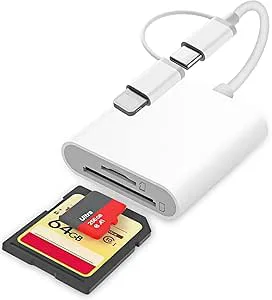 iPhone Lightning 2-i-1 SD-kortläsaradapter med Apple MFi-certifierad