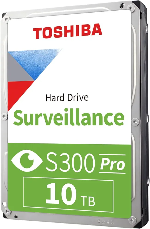 TOSHIBA 10 TB S300 Pro, 3,5 tum SATA HDD, stöder upp till 64 HD-kameror med en arbetsbelastning på 180 TB/år (MD10ADA10T