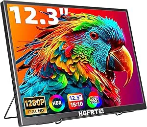 HGFRTEE 12,3 tums bärbar FHD 1920 x 1280, 15:10, antireflex IPS, sRGB 100 %, 60 Hz, högtalare, USB-C, mini HDMI, VESA, Windows/macOS, för spel och arbete