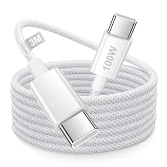 USB C till USB C 3 M, 100 W snabbladdningskabel, typ, C-kabel, för iPhone Air/15 1617 Pro Max/Plus, iPad Pro/Air,MacBook Air/Pro, Samsung Galaxy S25, S24, S23, S22, Xiaomi
