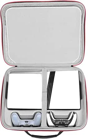RLSOCO Hårt fodral för PlayStation 5 Pro, Resväska som passar för PS5 Pro-konsol, handkontroll x2, laddare x1, bärbar skärm x1 och andra tillbehör (Endast Fodral)