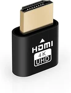 AXFEE HDMI-dummy-kontakt, 4K @ 60Hz 3840x2160 displayemulator, bärbar trådlös HDMI-adapter för bildskärmar, lämplig för HDMI 2.0, kompatibel med Windows Mac OSX Linux, inga drivrutiner krävs (svart)