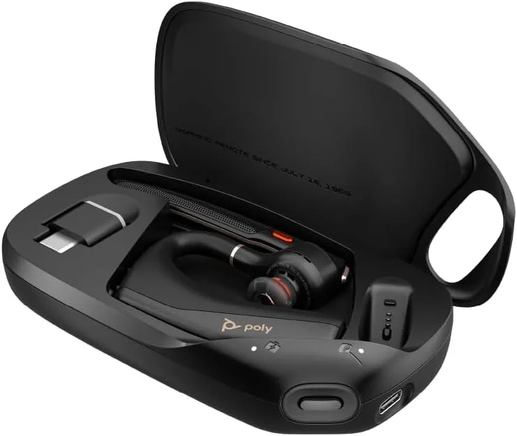 Poly Voyager Legend 50-M UC Headset med fyra mikrofoner, brusreducering, POLY Noise Block-teknik, bärbart laddningsfodral, smarta sensorer, snabbkontroller