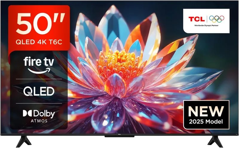 TCL 50T6C 50" QLED 4K HDR Fire TV (Smart TV with Dolby Vision & Atmos, HDR10+, Tap & Ask Alexa)