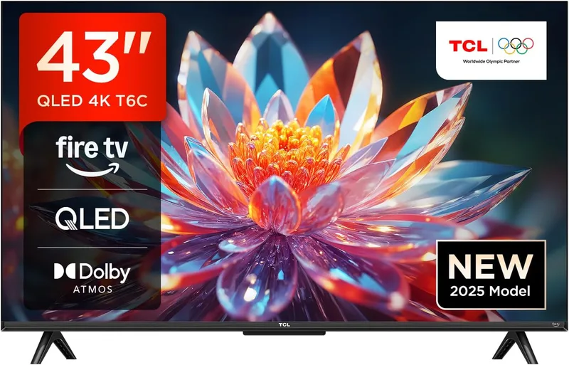 TCL 43T6C 43" QLED 4K HDR Fire TV (Smart TV with Dolby Vision & Atmos, HDR10+, Tap & Ask Alexa)