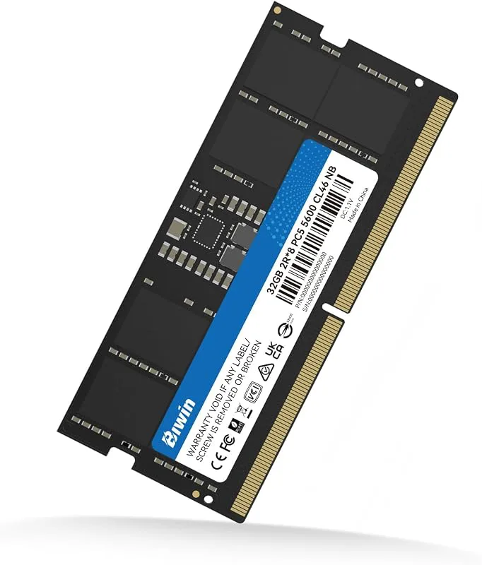 Biwin DDR5 RAM 32 GB 5 600 MHz, SODIMM 262-pin CL46, bärbar datorminne, Mini PC, 1,1 V/oberoende PMIC/On-die ECC, högpre