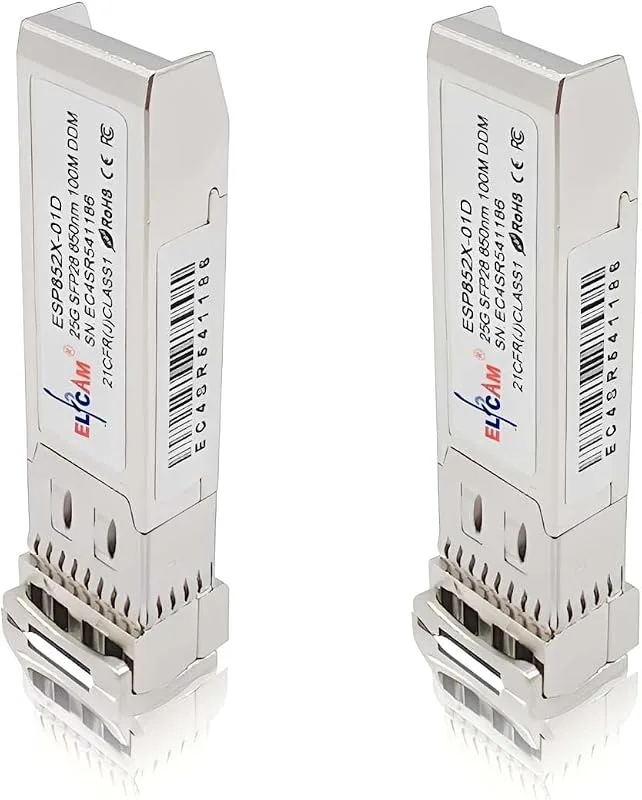 Elfcam® - 25G SFP28 SR transceivermodul kompatibel med Cisco, SFP28 25GBASE-SR 850nm 100m DOM LC Duplex MMF, 2 st