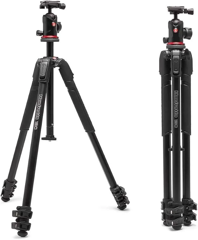 Manfrotto 190 x AS, 3 sektioner aluminium, kamerastativ, kit med kulled, 10 kg laddning, arkschweiz, snabbkraftslås, DSLR-kamera och spegelfri, kamera