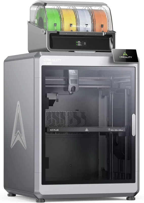 Creality K2 Plus Combo 3D-skrivare med intelligent CFS-filamenttorklåda, dubbla KI-kameror, stegservomotorsystem, 600 mm/s höghastighetsutskrift, 350 tryckområde