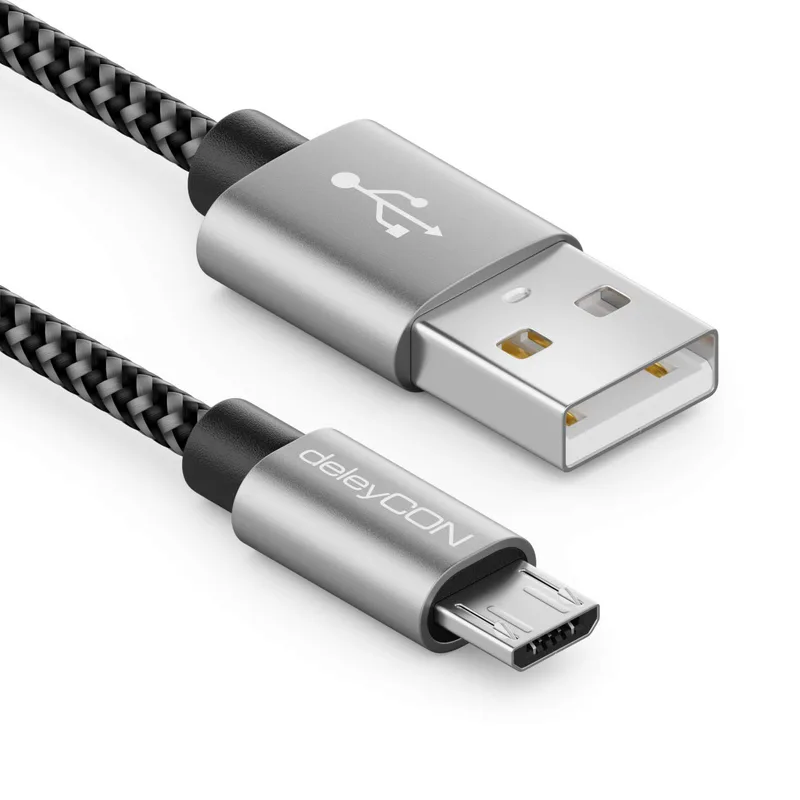 deleyCON 3,0m Nylon Micro-USB-Kabel