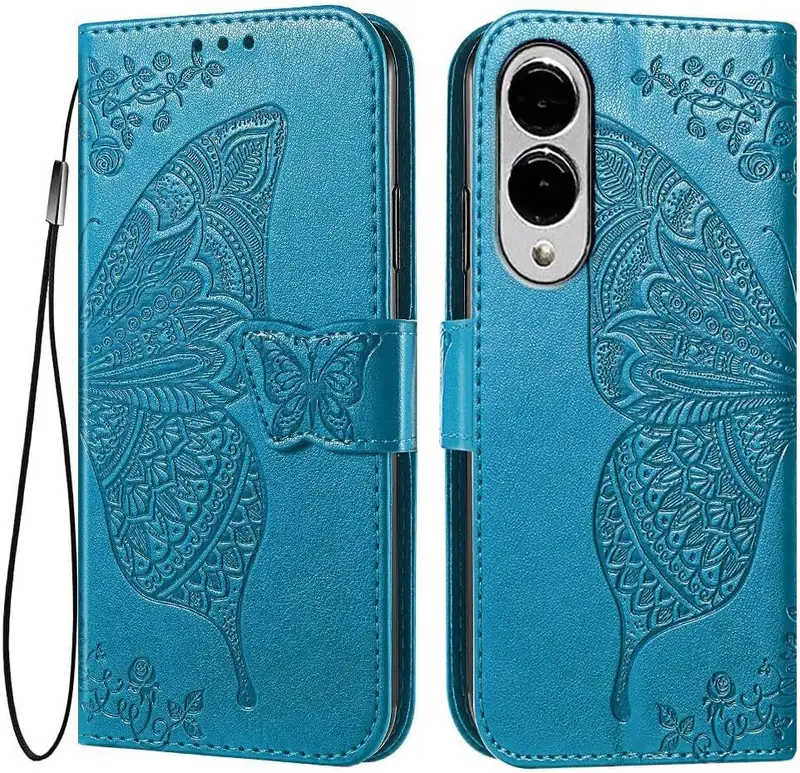 EASSGU Läder mobiltelefonskal för Samsung Galaxy S25 Edge (6,7 tum) flip-folie magnetiskt fodral med 3 kortfack, 1 plånb