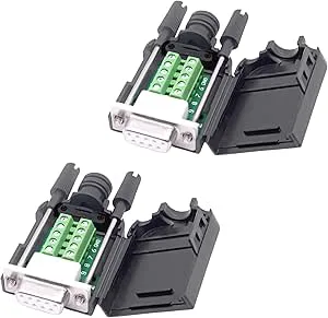 YARCHONN DB9 Lödlös kontakt breakout Board RS232 D-SUB 9-polig seriell adapter terminalblock med fall 2-pack (hona)
