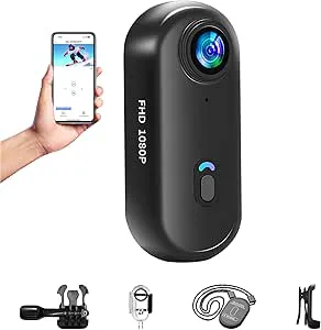 Baobylon Mini Action Cam WIFI, 1080P undervattenskamera, vattentät upp till 30 m, handsfree PVS, kan fästas var som helst, 360° hjälmkamera motorcykel, cykel, kroppskamera, minikamera