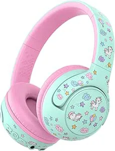 iClever BTH27 småbarn hörlurar rosa grön