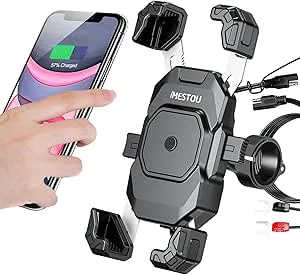 iMESTOU Trådlös USB-C-laddare mobiltelefonhållare för motorcyklar