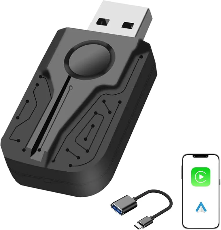 Trådlös CarPlay-adapter för iPhone 2-i-1 Apple CarPlay och Android Auto