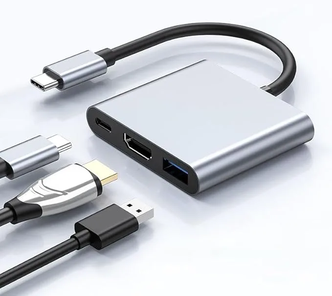 BKELHS USB C Hub 3 in 1 Multiport Adapter 4K HDMI
