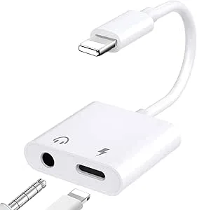 Lightning till 3,5 mm hörlursuttagsadapter med laddning, hörlursomvandlare Aux-adapter kompati
